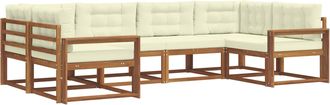 vidaXL Conjunto De Sof&aacute;s De Exterior 6 Uds. Natural Y Crema Vidaxl