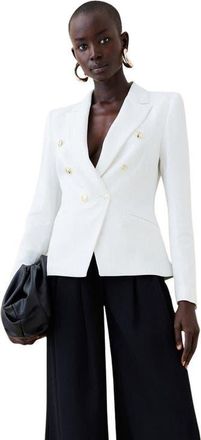 Karen Millen Tailored Button Military Blazer in Ivory at Nordstrom, Size 10