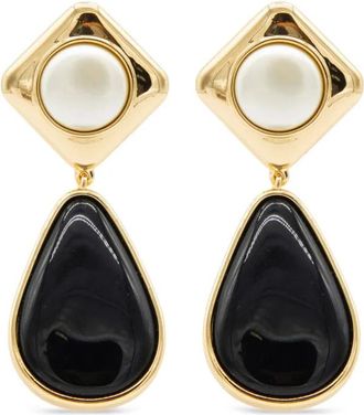 Self Portrait teardrop earrings - women - Resin/Brass-Plated Metal - One Size - Gold