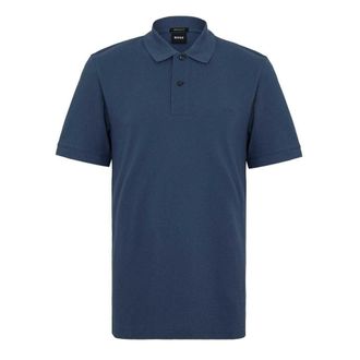 HUGO BOSS Herenpolo van katoen met geborduurd Pallas-logo (Blauw)