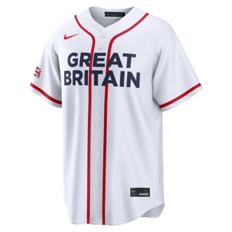Nike Jazz Chisholm Jr. Great Britain National Baseball Team 2026 World Baseball Classic Nike Mens Stadium Jersey in White | RE260H01W35-SMS