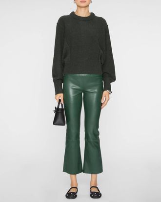 SPRWMN Leather Crop Flare Leggings In Ivy