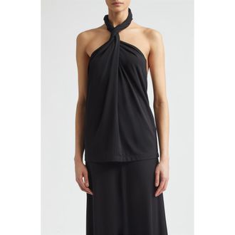 Toteme Twisted Jersey Halter Top in Black at Nordstrom, Size X-Small