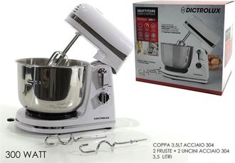 Trade Shop Trade Shop - Sbattitore Con Coppa 300w 3.5litri 6 Velocit&agrave; Fruste Acciaio Robot Cucina 602074