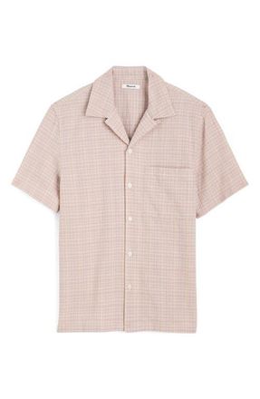 Madewell Puckered Cotton Seersucker Button-Up Shirt in Pink Stripe Texture Plaid at Nordstrom, Size Xx-Large