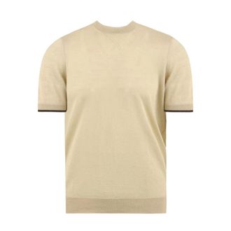 Drumohr T-Shirts, male, Beige, Size: XL Two-tone Crew Neck Sweater