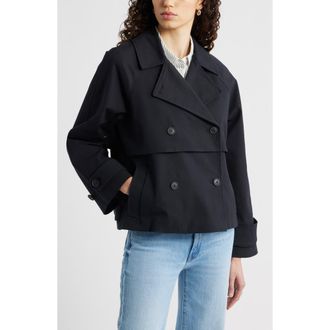 Nordstrom Stretch Cotton Trench Coat in Black at Nordstrom, Size X-Small