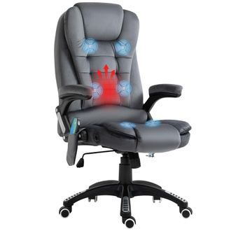 Vinsetto Office Chair w/ Heating Massage Points Relaxing Reclining Grey | TJ Hughes