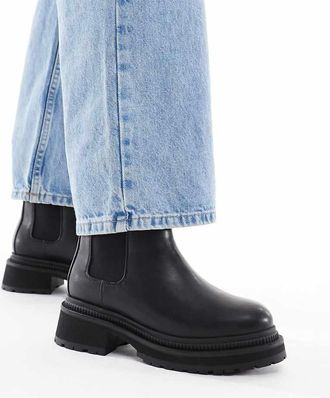 London Rebel Emma - Stivaletti Chelsea con suola spessa neri a pianta larga-Nero