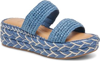 Dolce Vita Corla Braided Platform Slide Sandal in Blue Raffia at Nordstrom Rack, Size 9.5