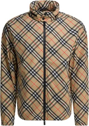 Burberry Check Windbreaker Jacket - Heren - Zomerjassen - Beige - M - Polyester - Jassen
