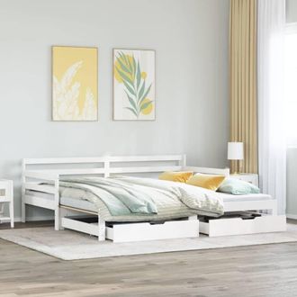 Berkfield Home Daybed with Trundle & Drawers without Mattress White 90x200 cm
