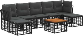 vidaXL Conjunto De Sof&aacute;s De Exterior 8 Uds. Negro Y Gris Oscuro Vidaxl