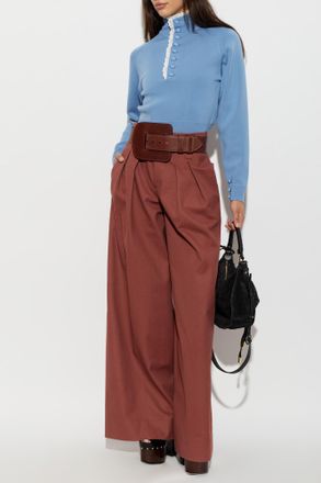 Chlo&eacute; Wide-leg Trousers, Womens, Burgundy