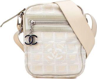 Chanel New Travel Line Canvas Leather Pochette Shoulder Bag (Pre-Owned)