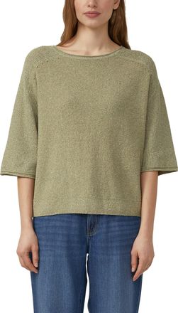 s.Oliver Strickpullover S.OLIVER, Damen, Gr. 34, oliv, Strick, Obermaterial: 76% Baumwolle, 24% Polyamid, meliert, unifarben, l&auml;ssig geschnitten h&uuml;ftbedeckend,