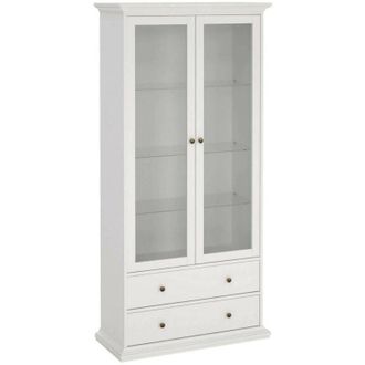 Dmora Dmora - Vitrina Honore, Aparador De Exposici&oacute;n, Vitrina Multiusos, Aparador De Sal&oacute;n, 96x42 H201 Cm, Blanco