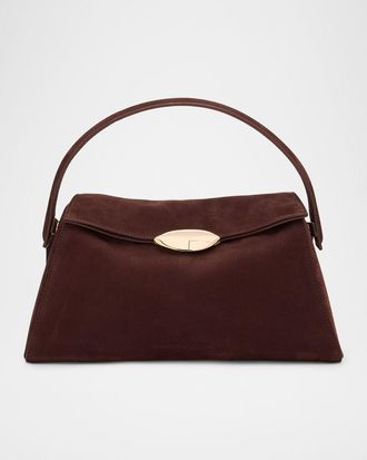 Benedetta Bruzziches Elif La Grande Foldover Suede Shoulder Bag