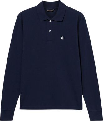 Brooks Brothers Piqu&eacute; katoenen polo - Heren - Polos - Blauw - M - Katoen - Tops
