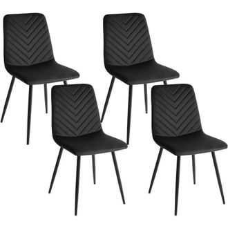 Beliani Set of 4 Dining Chairs HAVRE Velvet Black