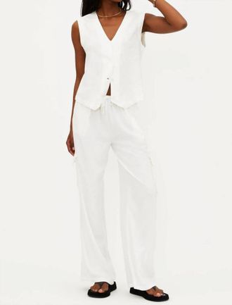Beach Riot Amara Linen Cargo Pants In White