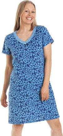 Camille Womens Smooth Soft Cotton Summer Nightshirts 14-16 Blue Animal