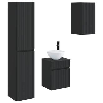 vidaXL Juego De Muebles De Ba&ntilde;o 3 Uds. Negro 33 X 34,5 X 160 Cm Vidaxl