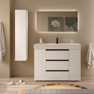 Cygnus Bath Mueble De Ba&ntilde;o Bequia Plus Metal 3c 120cm Blanco Mate Lavabo Veneto Porcelana