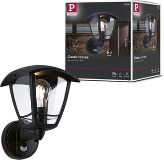 Paulmann 94647 Lampada per esterni lampada da parete Classic Curved con rilevatore di movimento IP44 angolare max. 12 w nero E27 - Paulmann