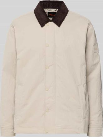 Boss Orange by Hugo Boss BOSS Orange Regular Fit Jacke mit Cord-Kragen Modell LEIDON-ZIP_M in Sand, Größe XXXL