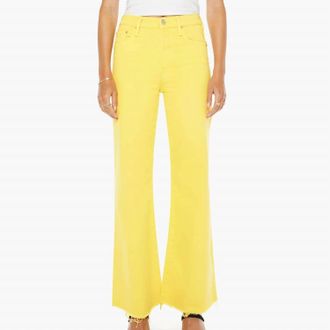 Mother Tomcat Roller Fray Wide Leg Jeans In Sunshine