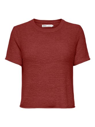 Only Kurzarmpullover ONLY ONLSUNNY S/S PULLOVER NOOS KNT, Damen, Gr. XL, rot (spiced apple), Strick, Obermaterial: 55% Polyacryl, 45% Nylon, unifarben, reg