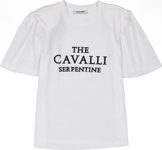 Roberto Cavalli White Logo T-Shirt, Size X-Small