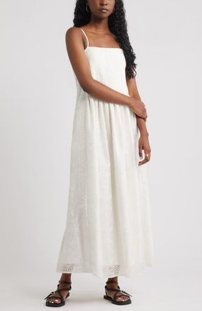 Treasure & Bond Embroidered Maxi Sundress in Ivory Egret at Nordstrom, Size Medium