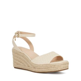 Dune London Womens Ladies Kerries - Raffia Wedge Sandals - Off-White - Size UK 5
