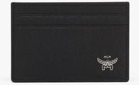 MCM Himmel Card Case in Embossed Leather in Black at Nordstrom