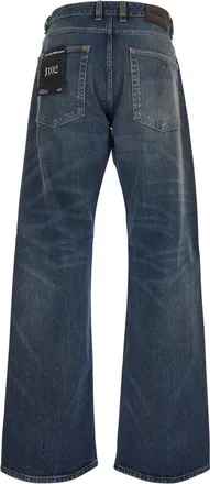 Emporio Armani Mens Loose Fit High-Waist Jeans Blue Cotton