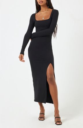L*Space Windsor Long Sleeve Midi Dress in Black at Nordstrom Rack, Size Large
