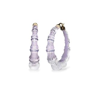 Gold & Honey Womens Bamboo Illusion Lucite Hoop Earrings In Lavender