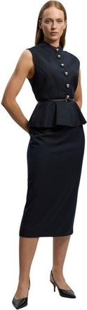 Karen Millen Sleeveless Peplum Midi Dress in Black at Nordstrom, Size 12
