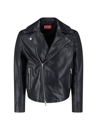 Diesel Classic Biker Jacket with Asymmetrical Zipper