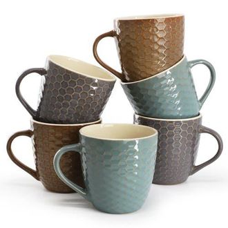 Elama Honeysuckle 6-Piece 15 oz. Mug Set in Beige at Nordstrom