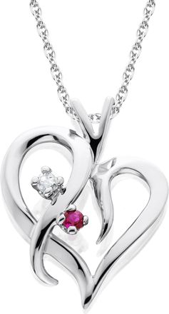 Pompeii3 Ruby & Diamond Necklace Heart Shape Pendant in 14k White, Yellow, or Rose Gold