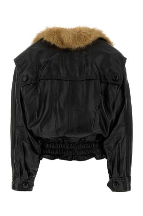 Isabel Marant Fur-Collar Leather Jacket - Black
