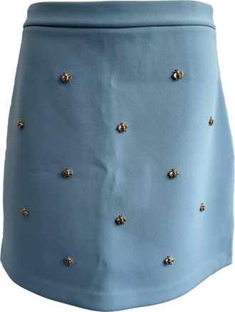 Maje Jizie minirok met bijenversiering in blauw polyester