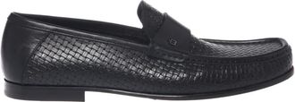 Baldinini Leren Geweven Loafer - Heren - Loafers - Zwart - 46 EU - Leer - Schoenen
