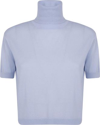 N&deg;21 Jersey de cuello alto de manga corta - Knitwear - Mujer - Azul - XL
