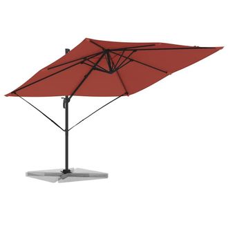 Berkfield Home Warm Cantilever Roma Parasol Terracotta 286x285x265 cm Aluminium in Red | Size: 286 x 285 x 265 cm