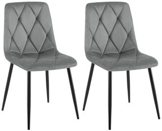 Clp Juego De 2 Sillas De Comedor Clairton Gris Oscuro Terciopelo
