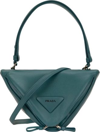 Prada Triangle Schoudertas - Dames - Schoudertassen - Groen - ONE Size - Leer - Tassen